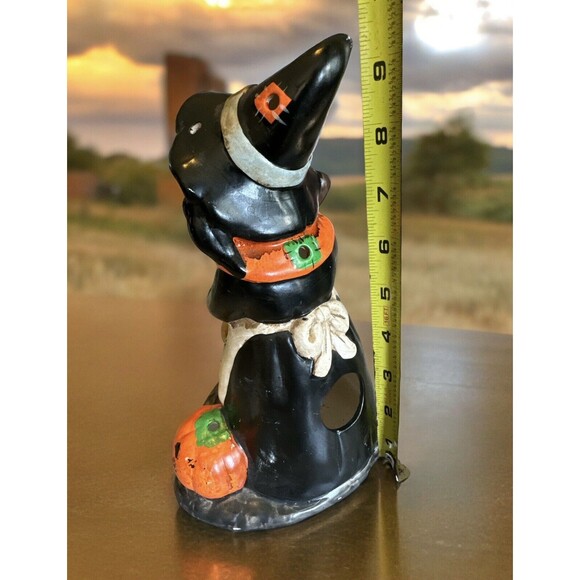 Vintage Witch Candle Holder Tea Candle Figurine Ceramic Halloween Pumpkin 9.5” - Picture 4 of 8